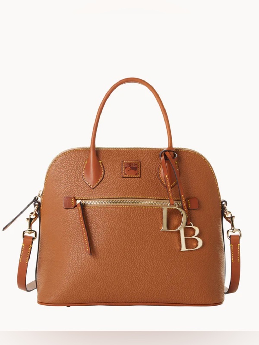 Dooney & Bourke NWT Pebble Grain Leather Domed Satchel and Crossbody in Caramel